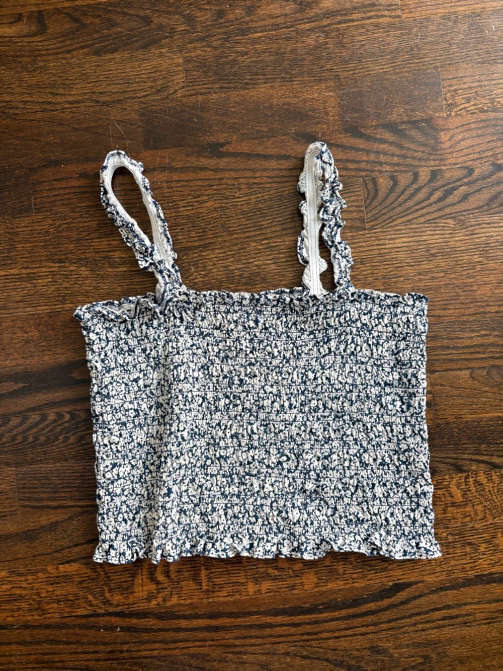 Old Navy Smocked Floral Cropped Camisole - Blue & White